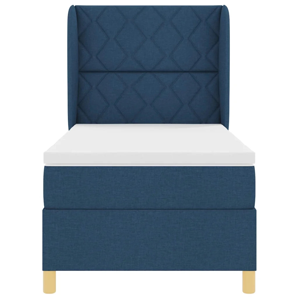 Letto a molle con testiera Blu 200 x 90 cm Tessuto 3340801