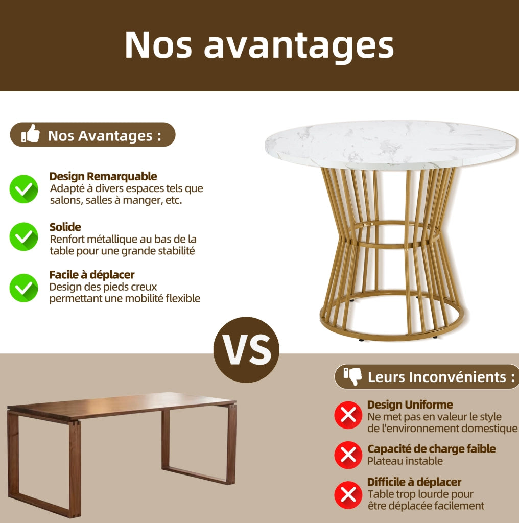 Set da pranzo 5 pezzi con tavolo rotondo ?100 cm e 4 sedie in velluto