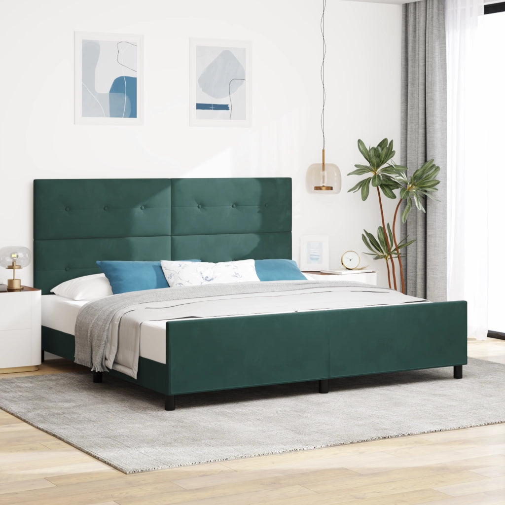 Letto Verde Scuro 200x200 cm Velluto