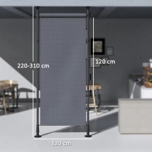 TENDA PARASOLE VERTICALE 120x220-310 cm Grigio scuro in alluminio con manovella