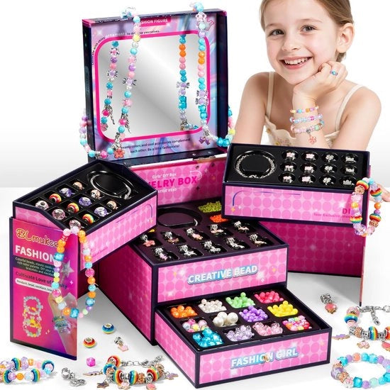 Set di creazione per bambini - Collana da assemblare - Perle e biglie - Regalo di compleanno - Regalo di Natale - Adatto per bambini da 4 a 12 anni - Set di accessori per gioielli