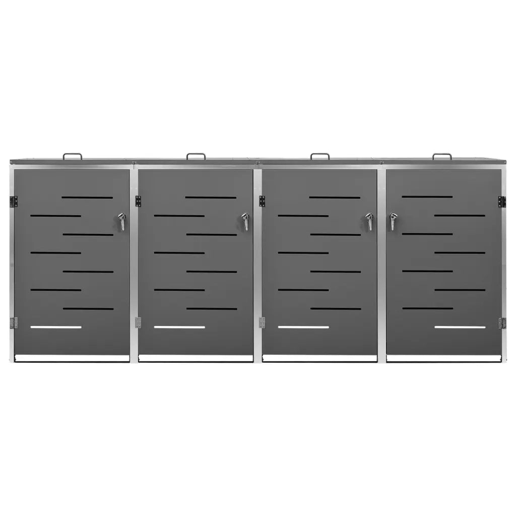 Copri Bidoni Pattume Quadruplo 276,5x77,5x115,5cm Acciaio Inox cod mxl 53572