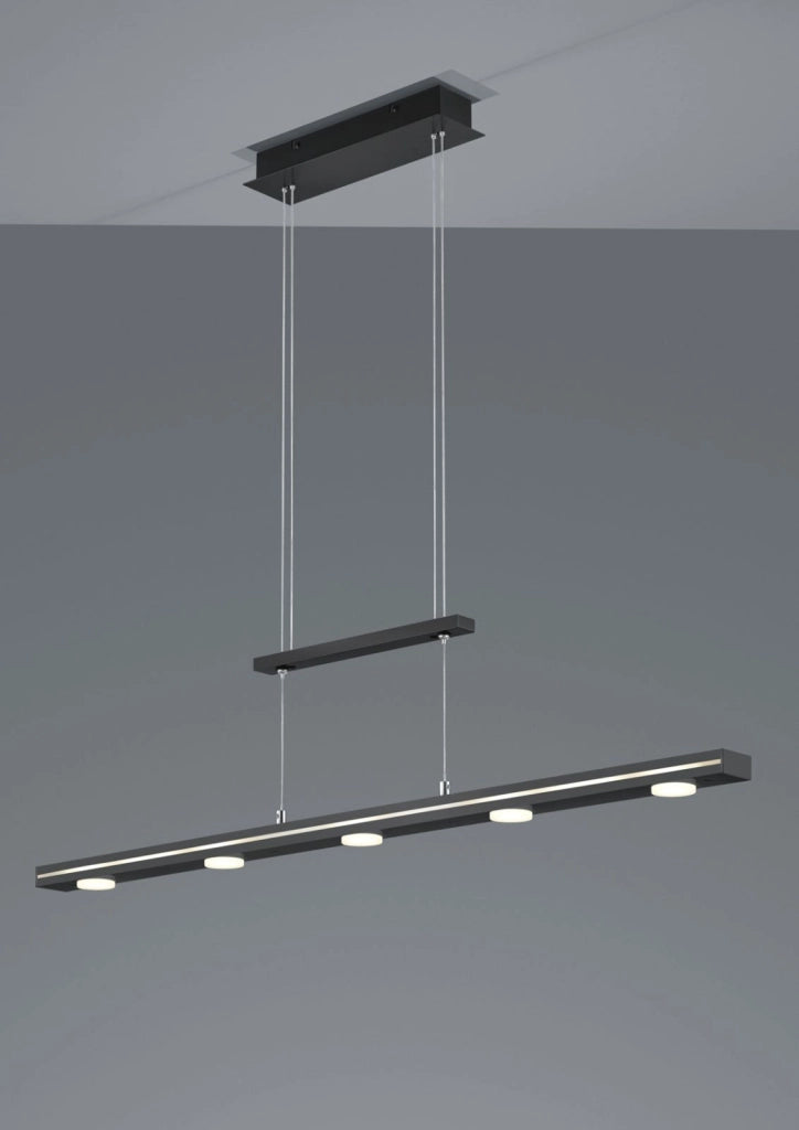 LACAL SOSPENSIONE LED 4W 2660lm, 3000 + 5000K 7 LUCI BIDIREZIONALE DIMMERABILE COLORE NERO L.100CM