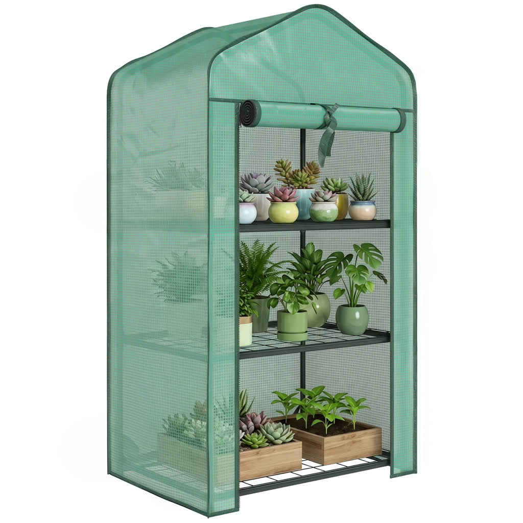 Serra da Giardino 3 Livelli con Ripiani ¨C Zephmum ¨C Verde Acciaio 59x39x127 cm