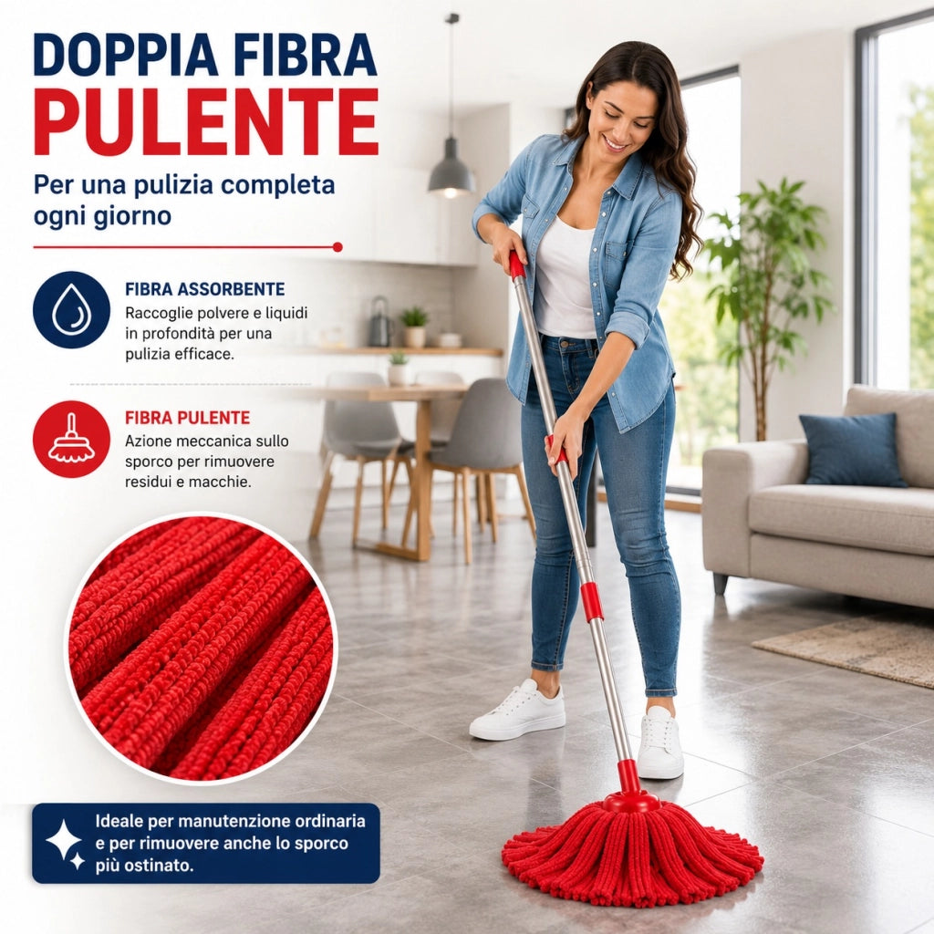 Ricambio Mocio XL 30 cm Microfibra Doppia Fibra 362922