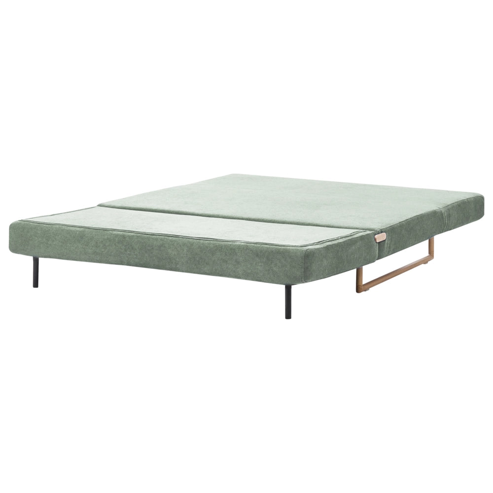 Divano letto a 3 posti Tessuto verde chiaro per divano 3 persone Funzione letto pieghevole