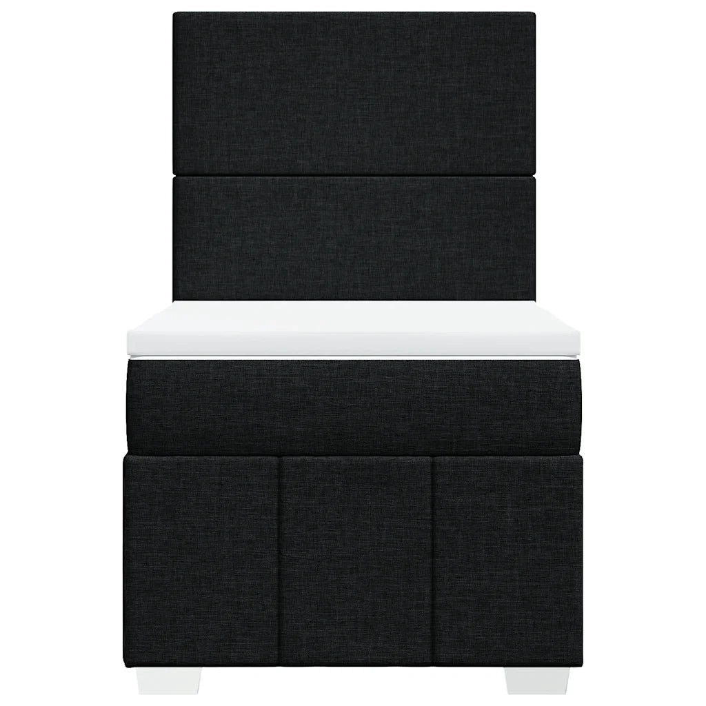 Letto singolo | Letto per adulti | Giroletto a Molle con Materasso Nero 100x200 cm in Tessuto