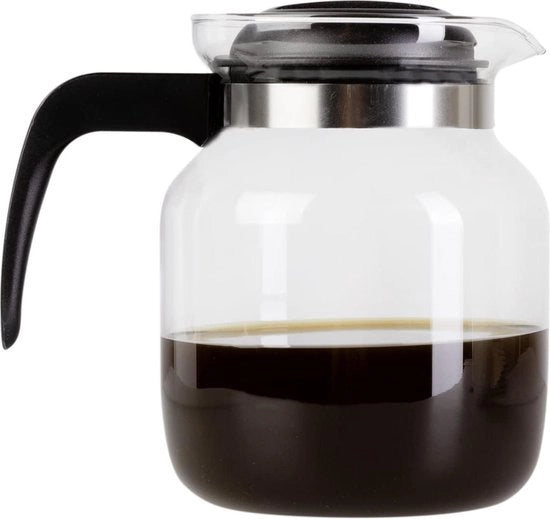 Caffettiera in vetro da 125 ml trasparente con coperchio in plastica nero - versione 2021
