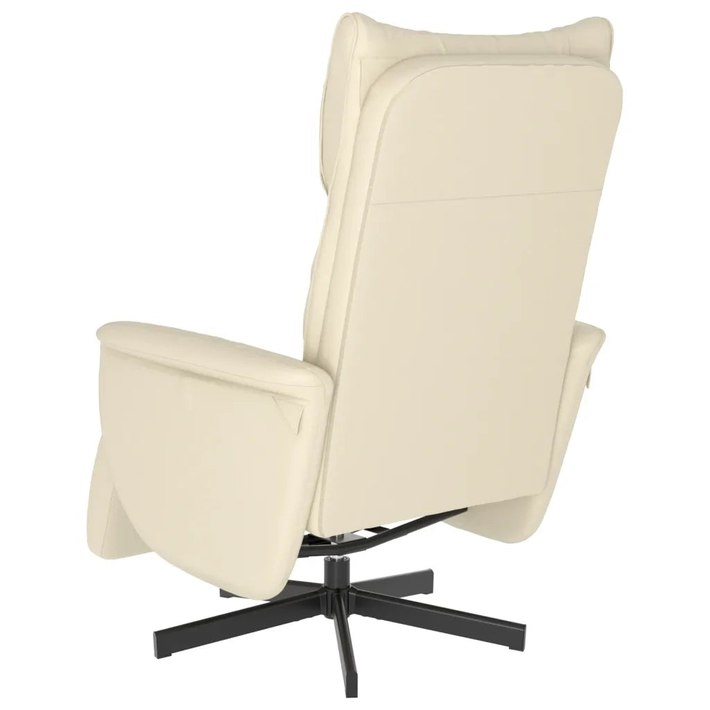 Divano Sedia-Poltrona Reclinabile con Poggiapiedi Crema in Similpelle 314170