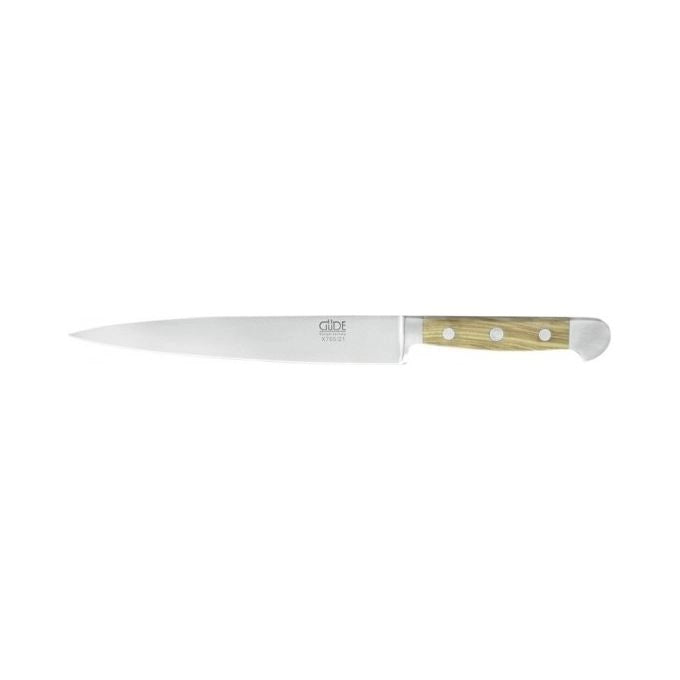 Güde X765-26 Alpha Olive Coltello da Prosciutto 26 cm Lama in Acciaio Inox X50CrMoV15 Manico in Legno di Ulivo Antico fino a 500 Anni colore Legno