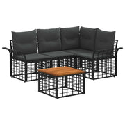 Set di divani da esterno 5 pcs Nero e Grigio scuro Poliestere 3437685