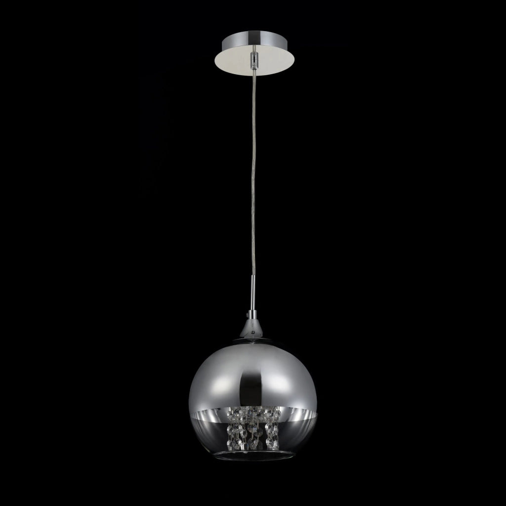 Maytoni Lampadario moderno Fermi 1 luce E27 nichel metallo diffusore vetro trasparente