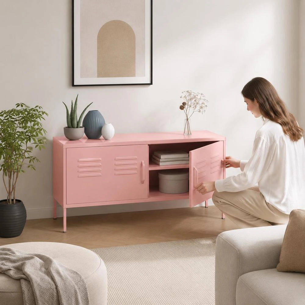 TV Cabinet Pink 105x35x50 Cm Steel