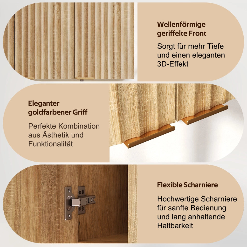 ARMADIO A PARETE A 3 ANTE 90 x 29 x 60 cm MDF Naturale