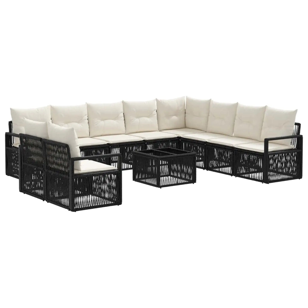 Set Divano da Giardino 11 pcs Nero polyrattan 3435760