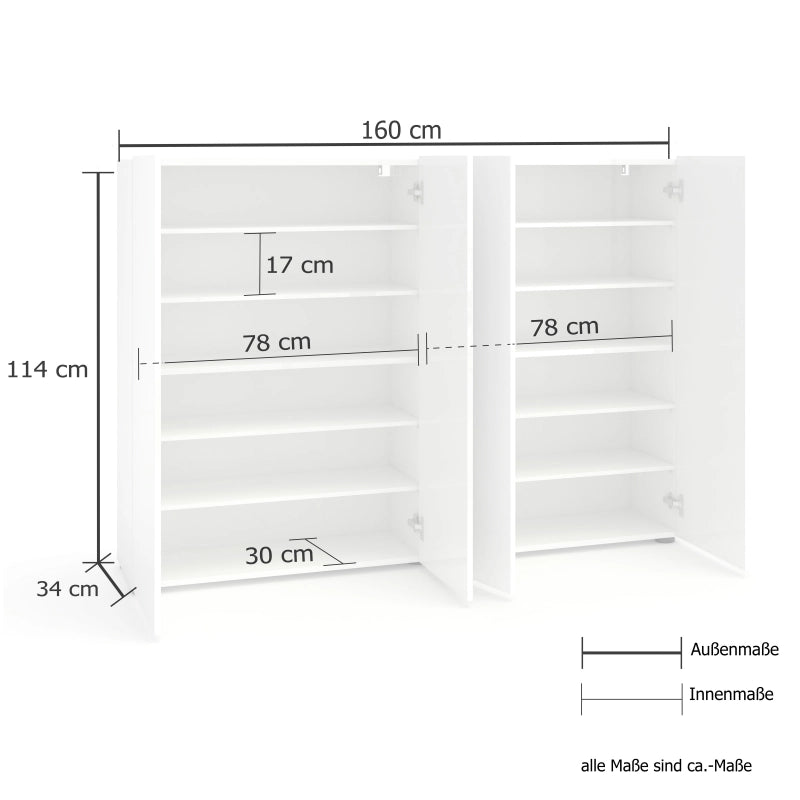 Scarpiera a 4 ante con 5+5 ripiani MISTER made in Italy - Antracite