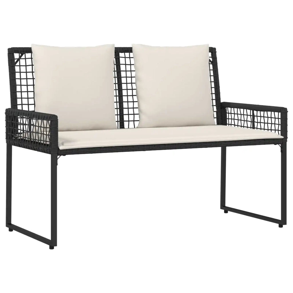Set di Mobili da Esterno con cuscino 4 pcs Nero e Bianco Crema
