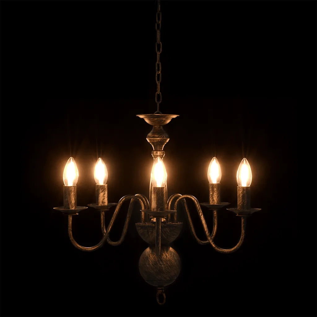 Candelabro Stile Anticato Nero 5 Lampadine E14 CFW8208873