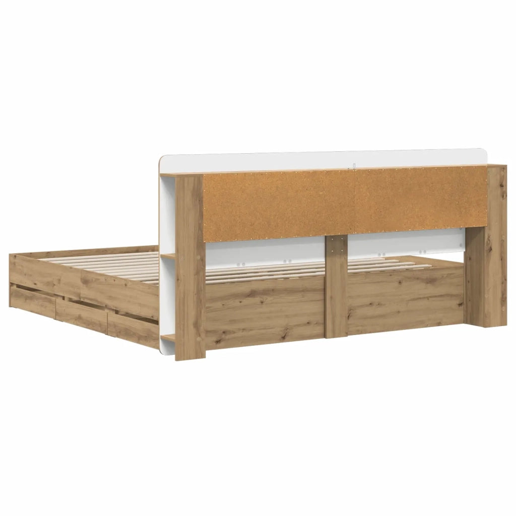Struttura del letto con stoccaggio e testata Rovere Artigianale 3445832