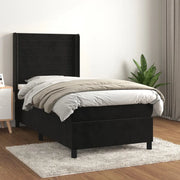 Giroletto a Molle con Materasso-Struttura Letto Nero 80x200 cm in Velluto 167485