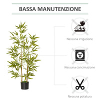Pianta Artificiale di Bambù H120 cm con Vaso Verde