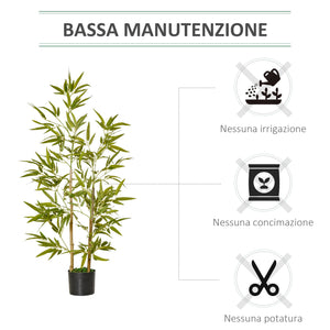 Pianta Artificiale di Bambù H120 cm con Vaso Verde