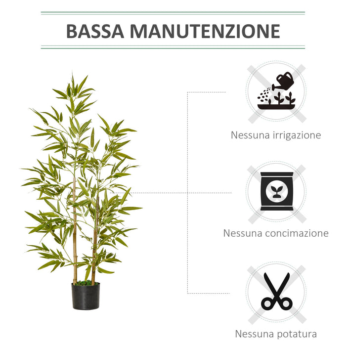 Pianta Artificiale di Bambù H120 cm con Vaso Verde