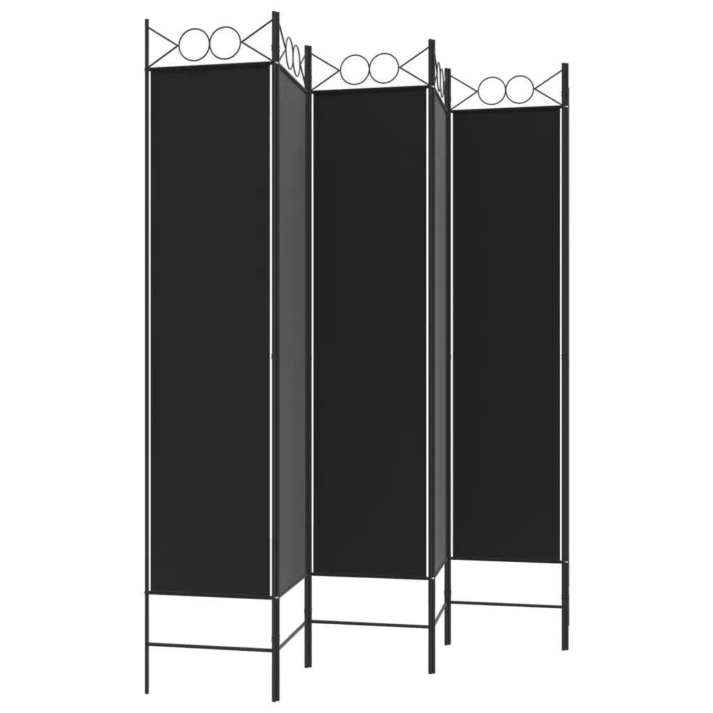 Divisorio a 6 Pannelli Nero 240x200 cm in Tessuto 350161