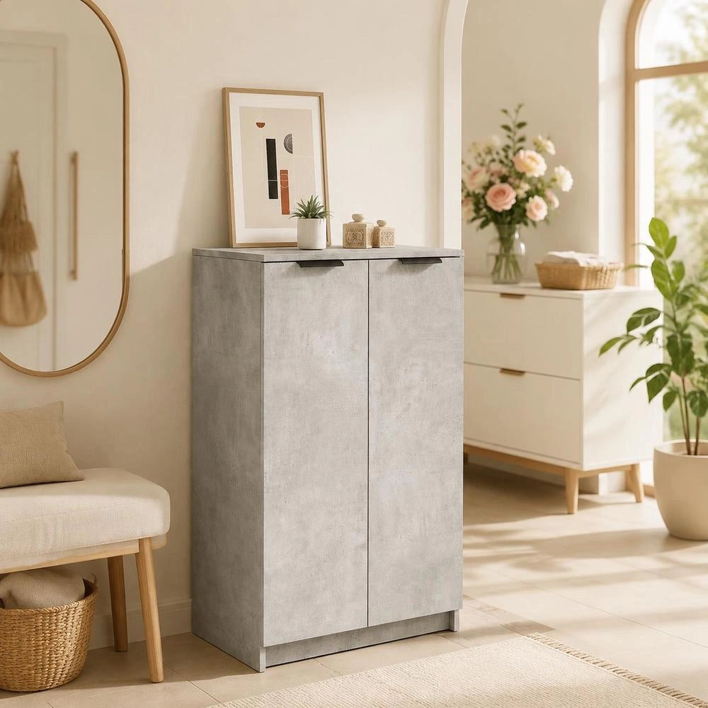 Shoe Cabinet, Concrete Grey, 59x35x100.5 Cm, Wood-based Material