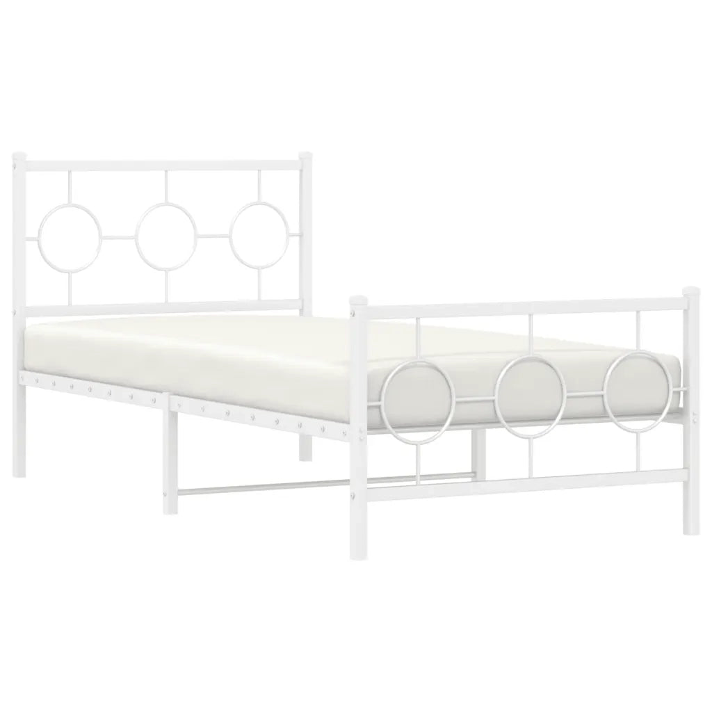Giroletto con Testiera e Pediera Metallo Bianco 90x190 cm 376285