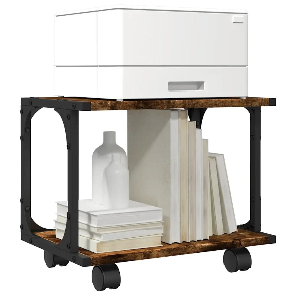 Supporto Stampante 2 Livelli Rovere Fumo 41x28x33,5 Multistrato 842273