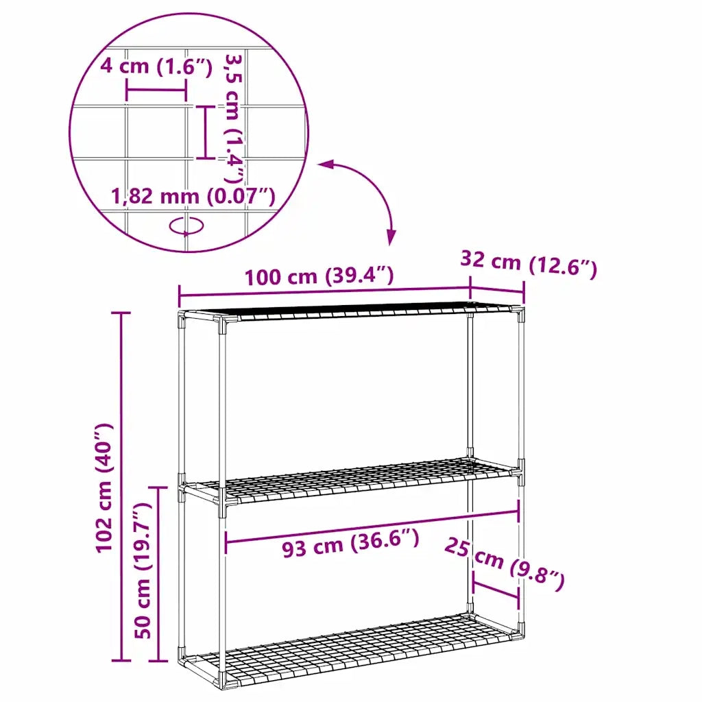 Supporto per piante a 3 livelli Nero 100 x 32 x 102 cm Acciaio 42021341