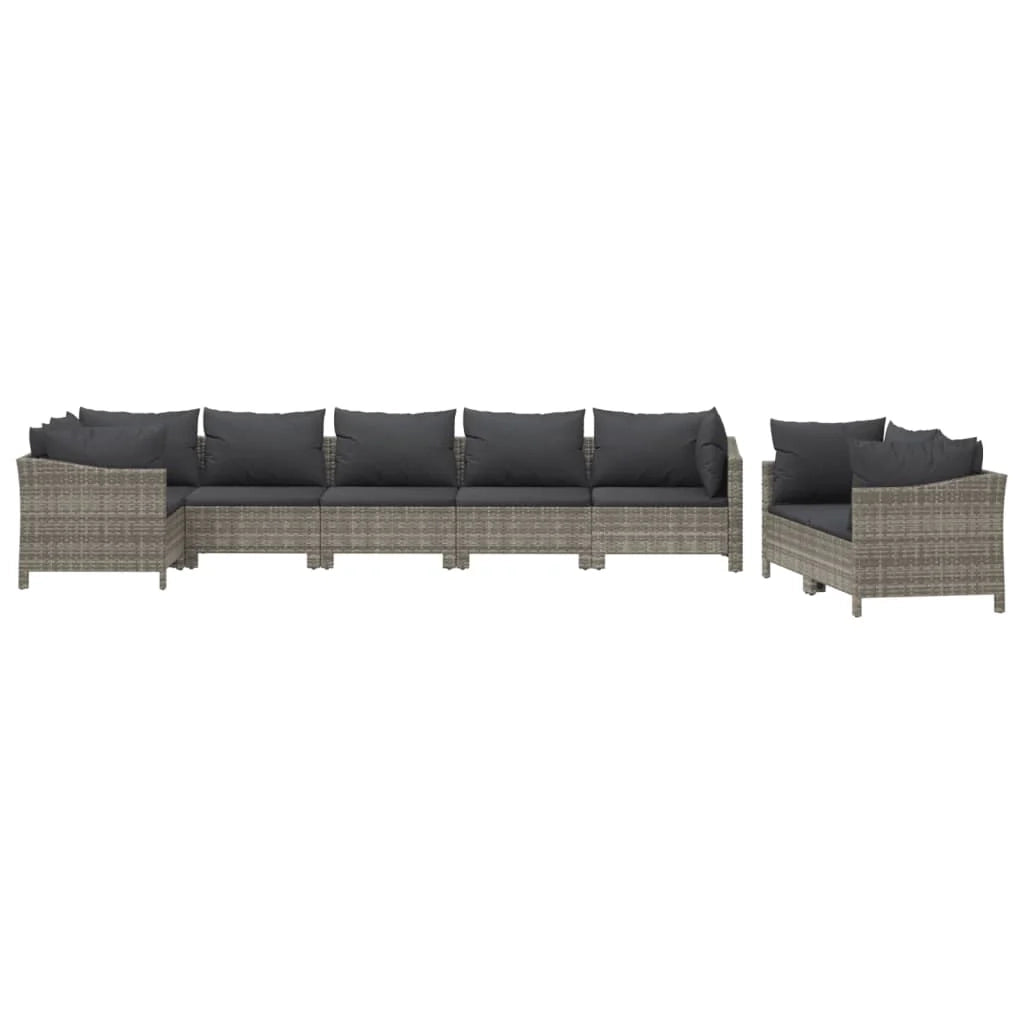 Set di mobili da giardino mobili da esterno set da 8 pezzi con cuscini resina intrecciata grigia 02_0017619