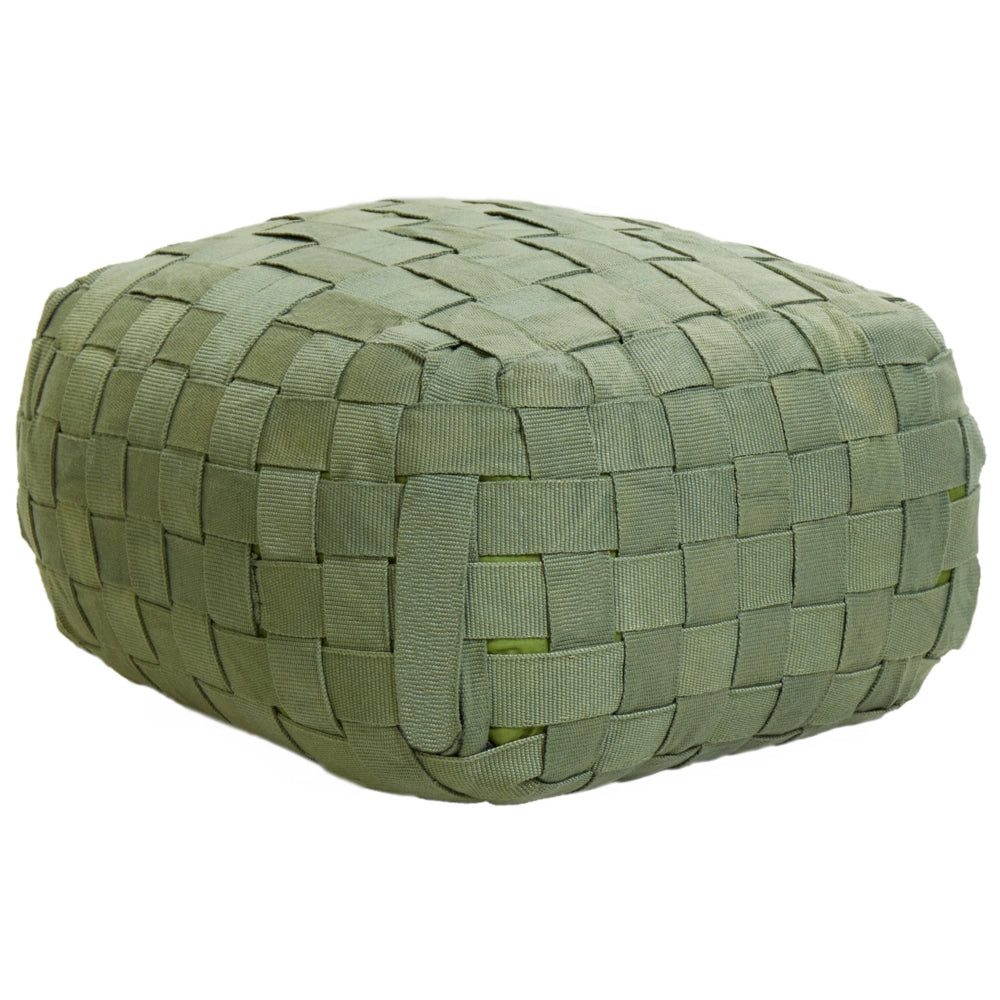 Pouf da giardino in materiale sintetico beige 50 x 50 cm Pouf da esterno intrecciato a mano in stile Boho