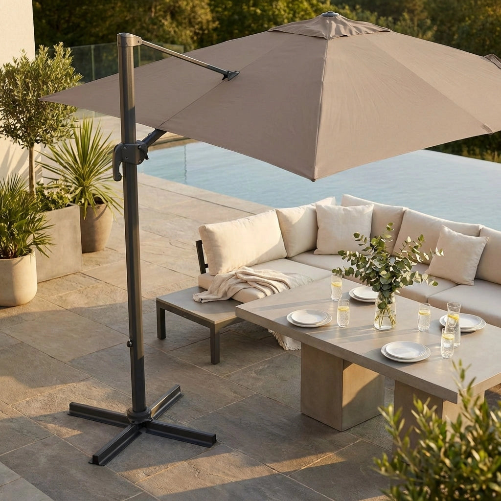 Ombrellone da Giardino decentrato 3x4 in alluminio - LENA
