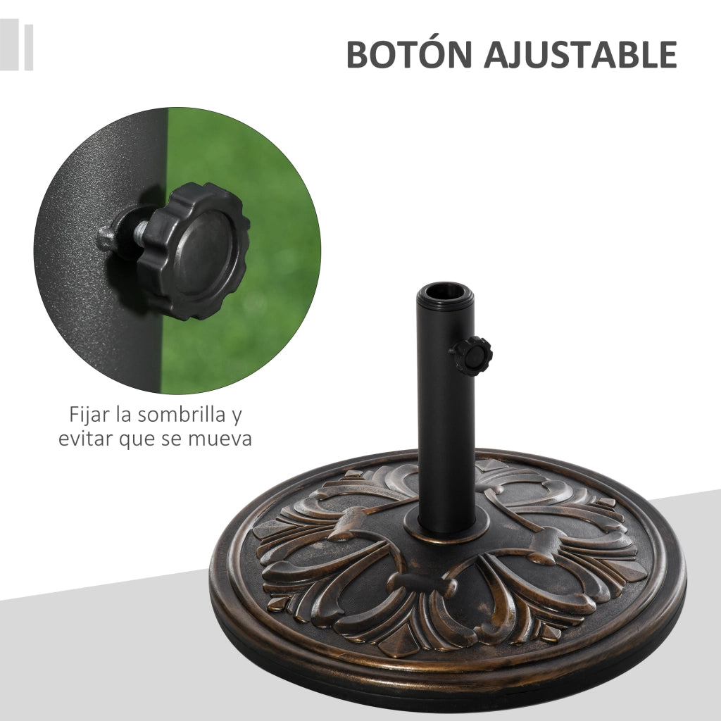 Base per Ombrellone Rotonda in HDPE e Cemento 13 kg ¨C zephmum ¨C Bronce ?48x34 cm per Palos ?35/38/48 mm