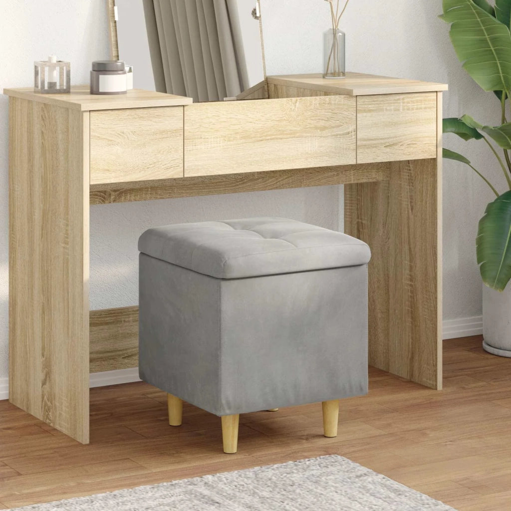 Pouf contenitore Grigio chiaro 40 x 40 x 45 cm Velluto 876810