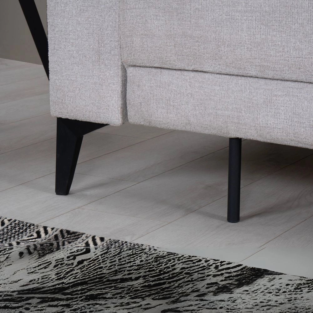 Divano con carrello estraibile e schienale ribaltabile Derry 3 posti tessuto grigio chiaro 217x85x88H