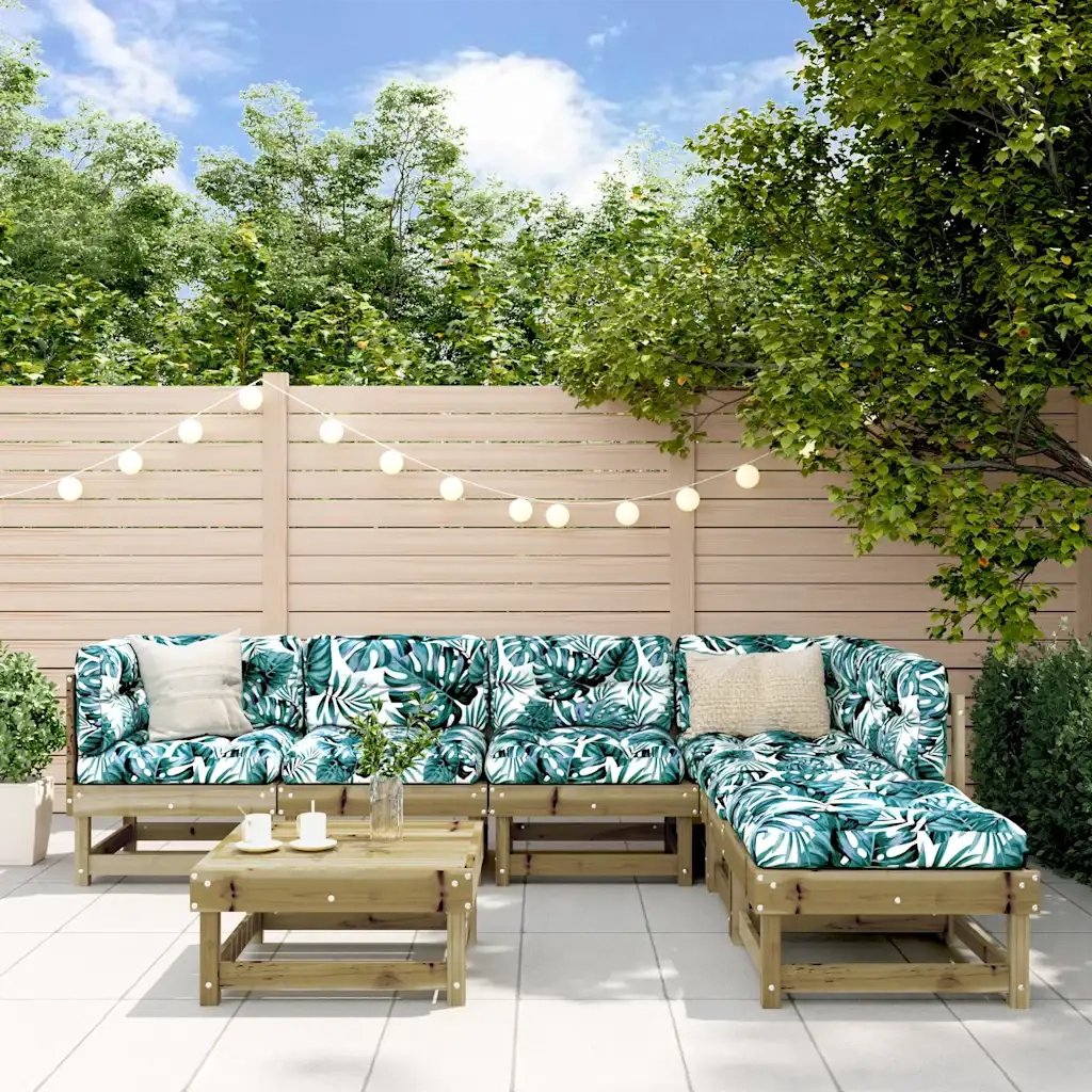 Set Divani da Giardino 7pz con Cuscini Legno Impregnato di Pino 3185961