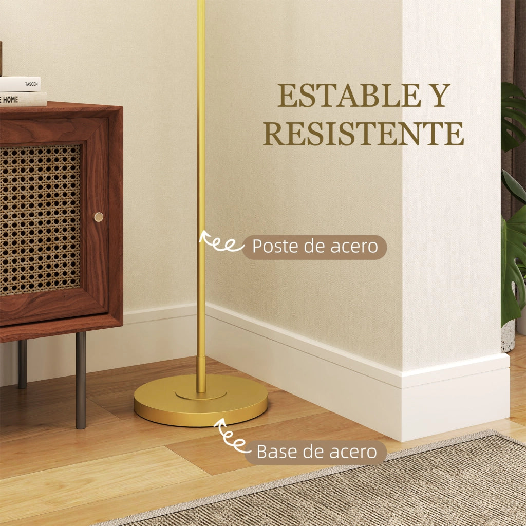 Lampada da Terra Moderna con Paralume in Lino Sintetico ¨C zephmum ¨C 64x38x163,5 cm Bianco e Dorato