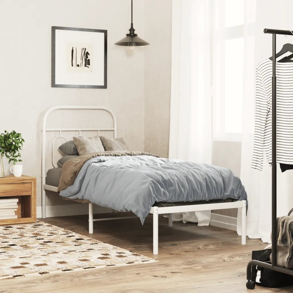 Giroletto senza Materasso con Testiera-Struttura Letto Metallo Bianco 75x190 cm 438052