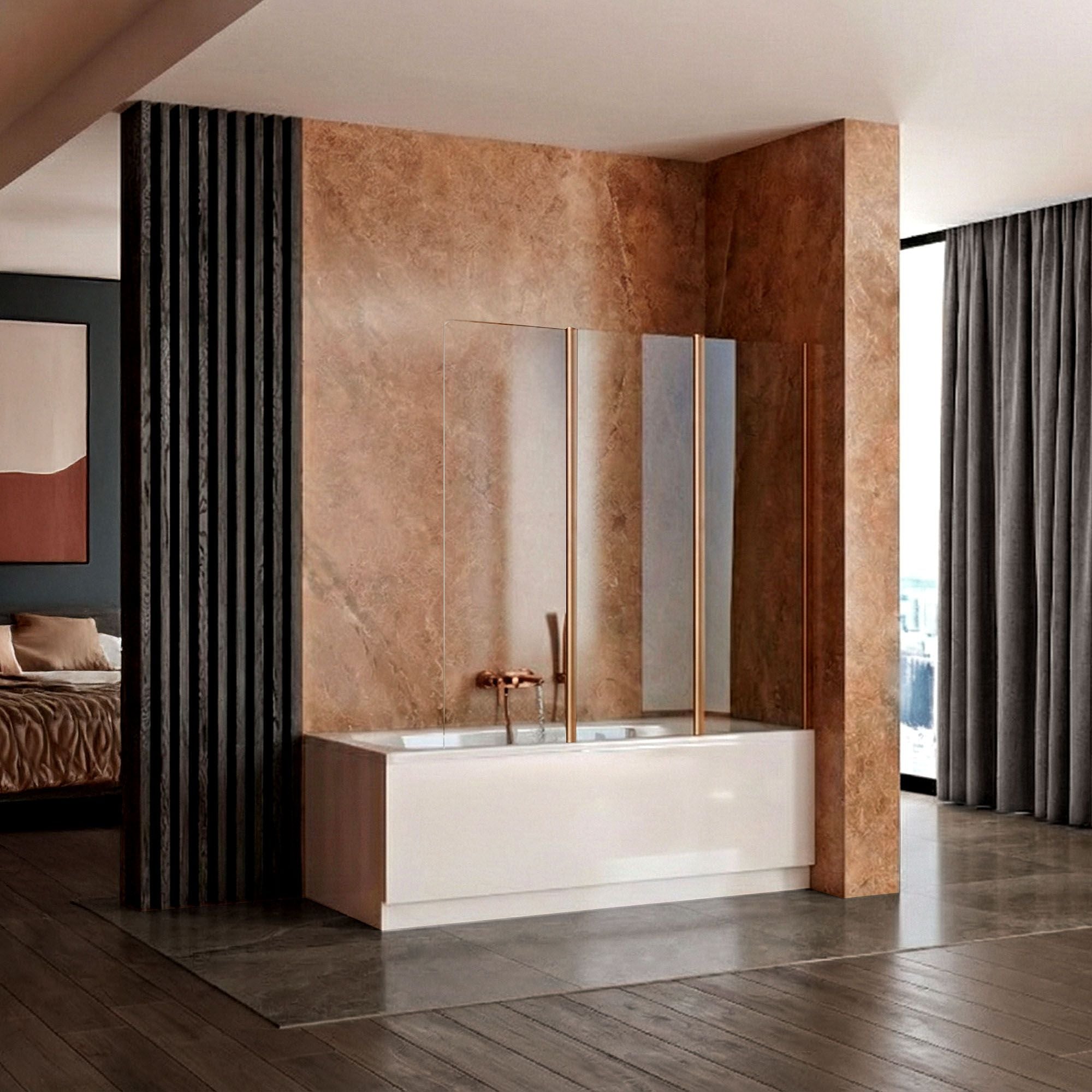 Schermo Vasca Pieghevole Rea Agat-3 120 Brush Copper