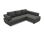 Cosmopolitan Design - Divano convertibile angolare destro con box "Clinton" 5 posti in tessuto strutturato grigio scuro