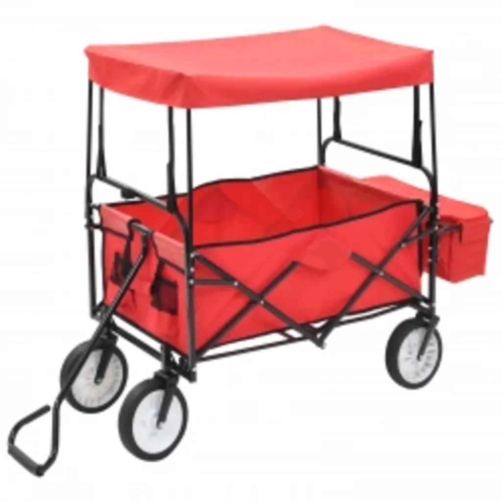 Carrello Pieghevole a Mano con Tettuccio in Acciaio Rosso CFW6307514