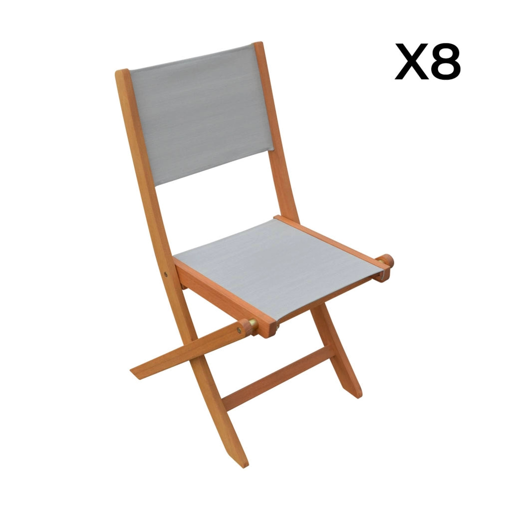 Set tavolo da giardino estensibile in legno di eucalipto con 8 sedie,