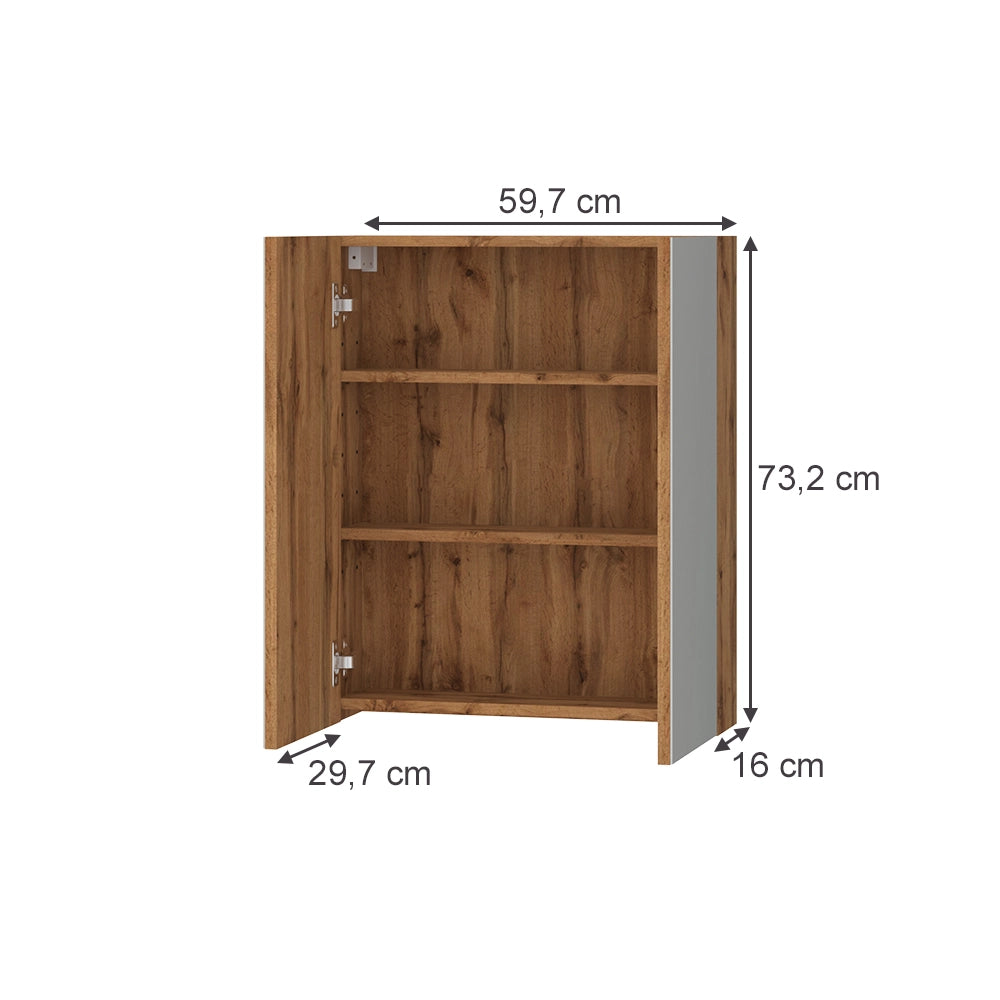Vicco Specchio contenitore bagno Rovere 59.7 x 73.2 cm con 2 porte