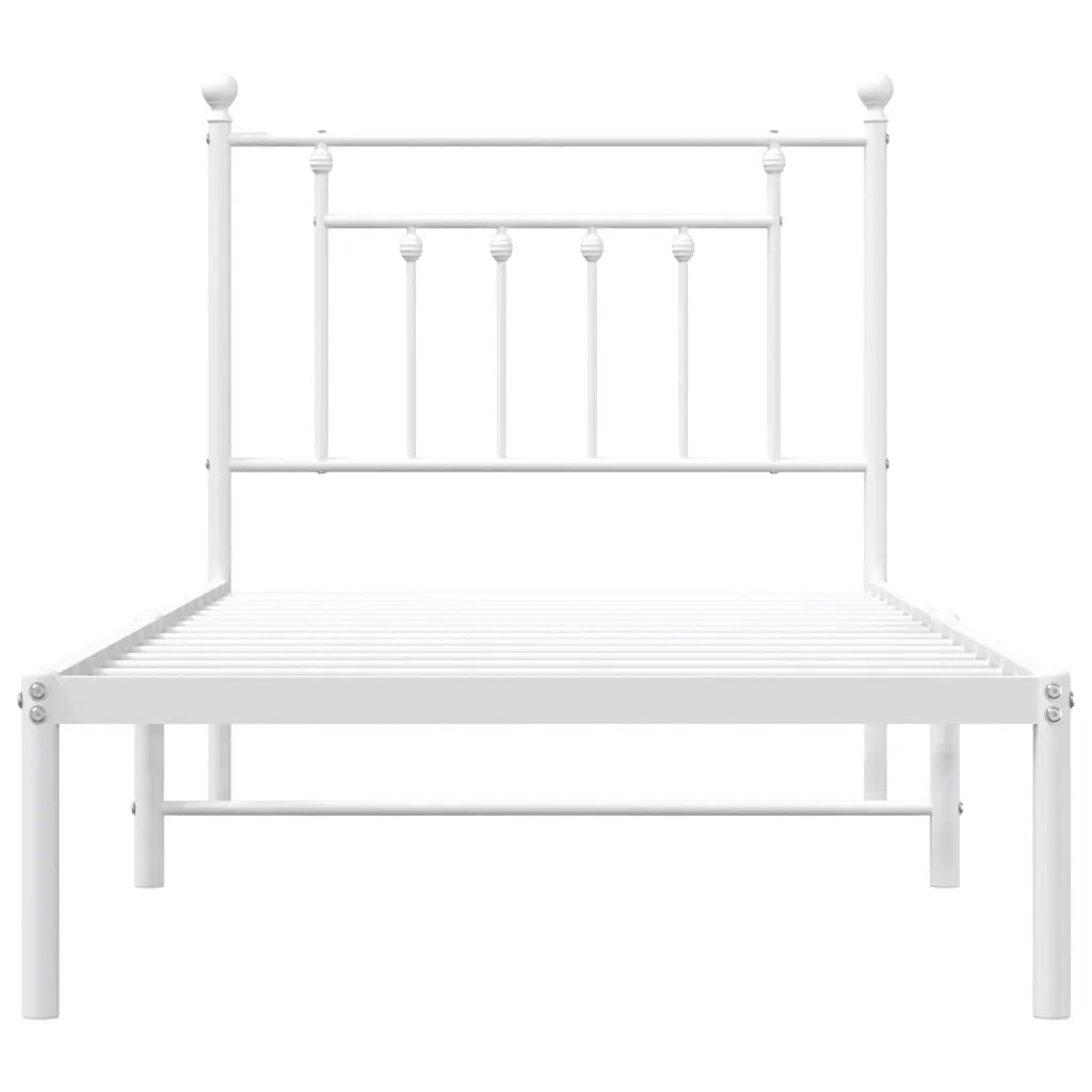 Giroletto con Testiera-Struttura Letto con testiera Metallo Bianco 80x200 cm 285649