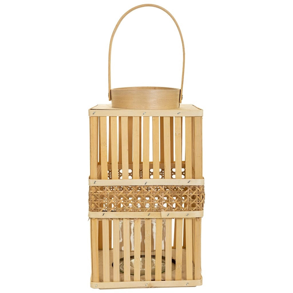 Lanterna portacandele in bambù marrone 18x18x32h