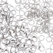 Ferraglie per gioielli in acciaio inossidabile 316 - 40 pezzi - Chiavi a gancio 80 pezzi - Chiavi a catena - Chiavi a molla - Diametro foro 1,4/1,5 mm