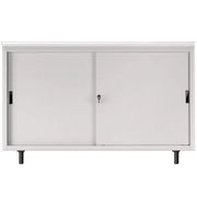 Armadio basso da ufficio con top in melaminico e ante scorrevoli in metallo cm. 150x45x99H